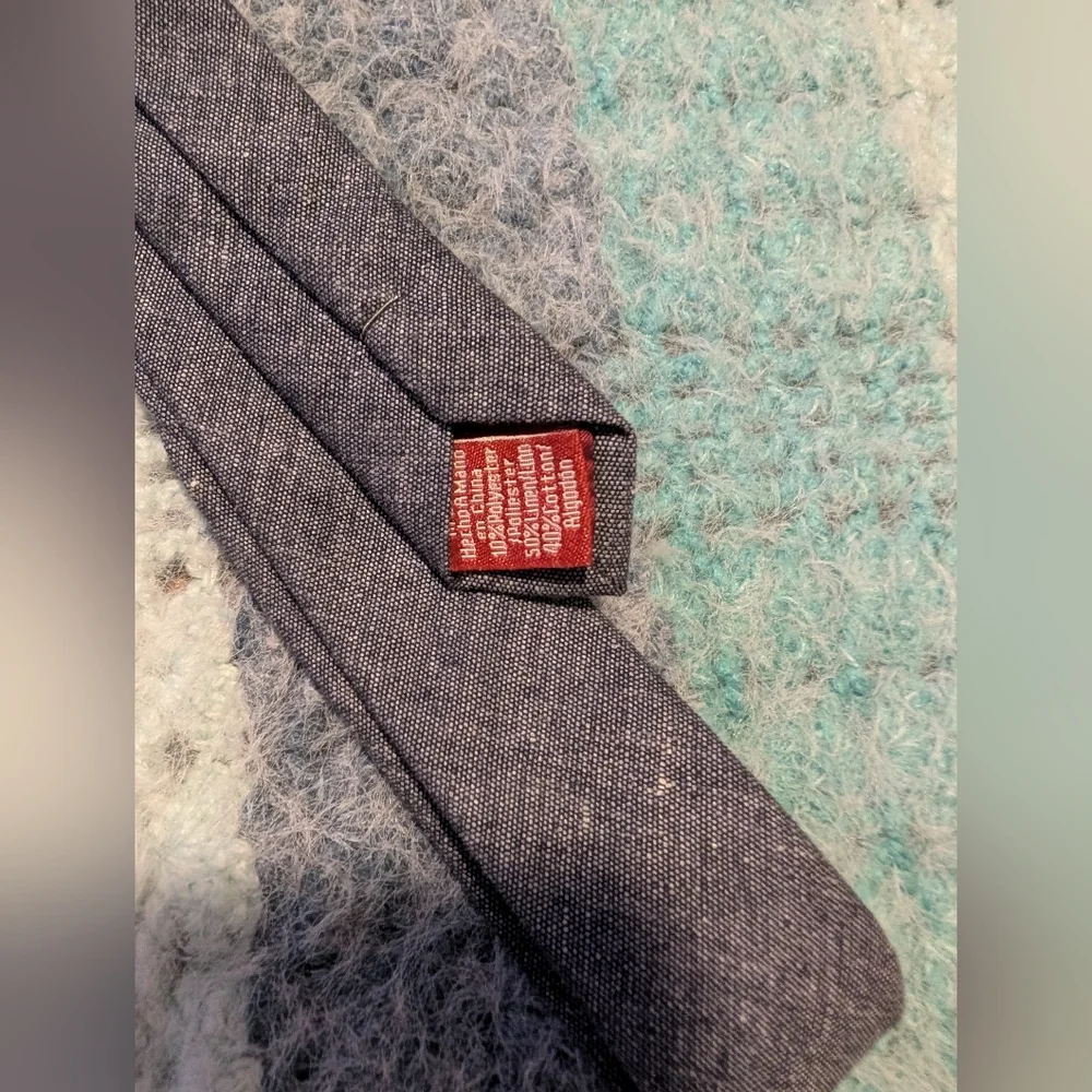 Penguin Classic Men's Charcoal Gray Slim Tie Linen Cotton‎ Blend